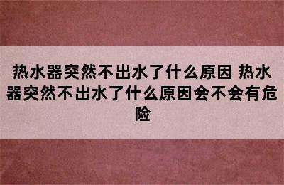 热水器突然不出水了什么原因 热水器突然不出水了什么原因会不会有危险